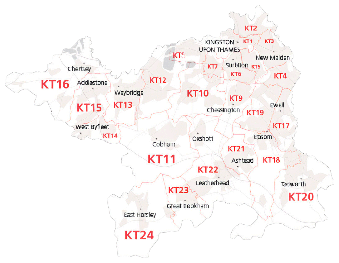 KT-postcode-districts-map