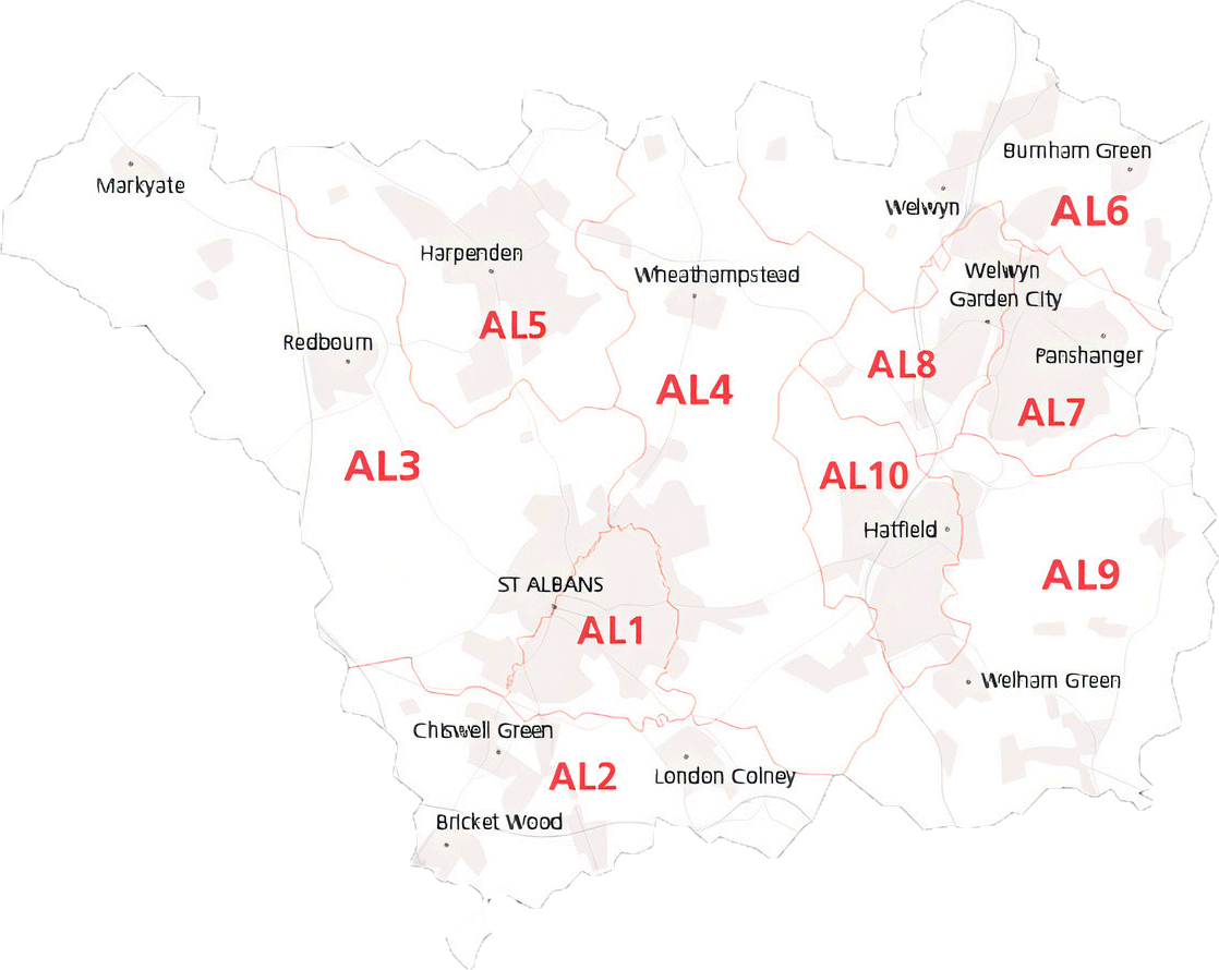 AL-postcode-districts-map