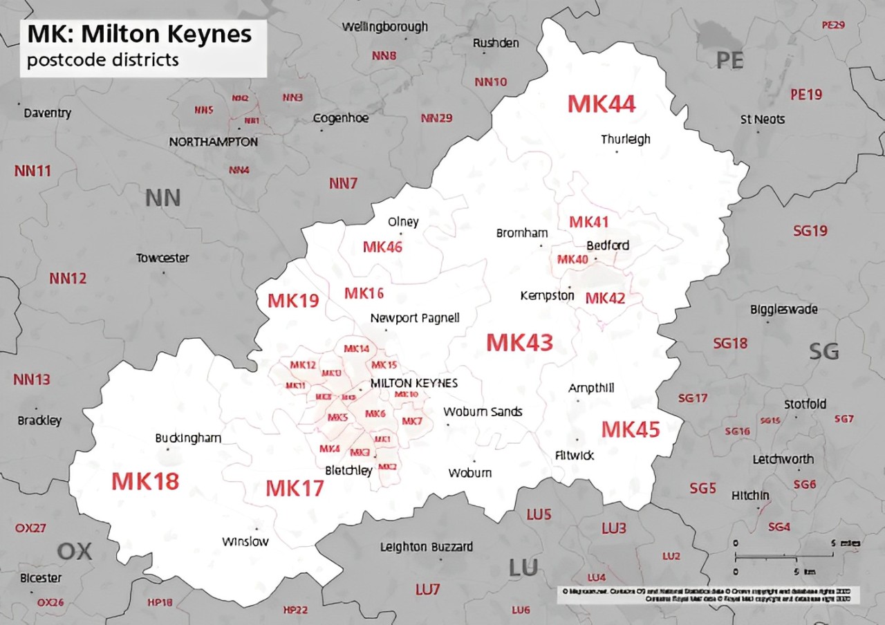 MK-postcode-districts-map